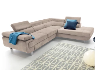 Rohová sedacia súprava Lotos, béžová látka, pravý roh