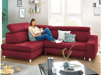 Rohová sedacia súprava Brico, šípkovo červená látka, ľavý roh