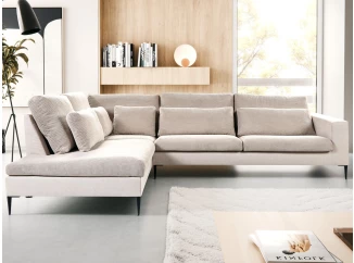 Rohová sedačka Romeo, béžová štruktúrovaná látka, ľavý roh