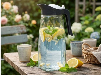 Sklenený džbán Excellent 1,5 l, biela/sivá