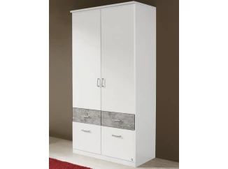 Šatníková skriňa Bremen, 91 cm, biela/šedý beton