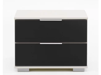 Nočný stolík Easy Plus, biely/čierne sklo