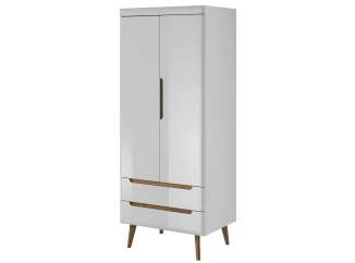 Šatníková skriňa Nordi, dub riviera/bielylesk