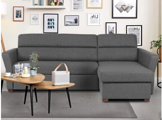 Rohová sedacia  súprava Livia, tmavá šedá látka, pravý roh