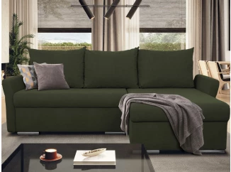 Rohová sedačka Dexter, tmavo zelená látka