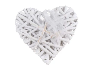 Dekorácia Prútené srdce 15x15 cm, biele