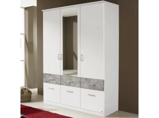 Šatníková skriňa Bremen, 136 cm, biela/šedý betón