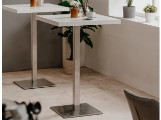 Barový stôl Quadrato 70x70 cm, biely/nerez