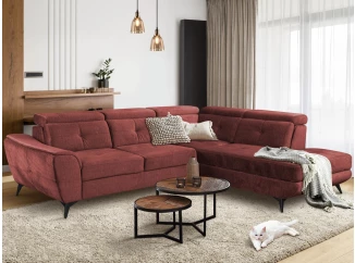 Rohová sedacia súprava Sergio, tehlová látka, pravý roh