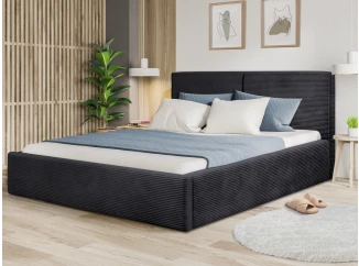 Posteľ Inez 180x200 cm, čierna štruktúrovaná látka