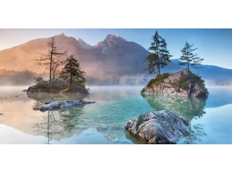 Obraz na plátne Alpský kľud pri jazere, 100x50 cm