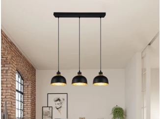 Závesné stropné osvetlenie Punch, čierno-zlatá, 3 svietidlá