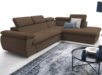 Rohová sedacia súprava Viera, hnedá látka, pravý roh