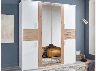 Šatníková skriňa Vegas, 180 cm, biela / dub artisan