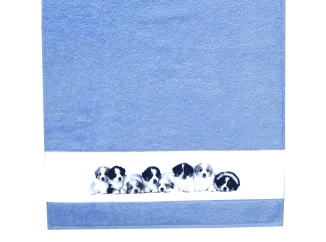 Detský uterák 50x100 cm, motív šteňatá, modrý