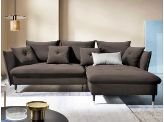 Rohová sedacia súprava Glam, hnedá látka, pravý roh