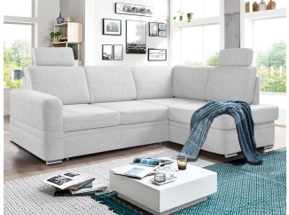 Rohová sedacia súprava Robin, svetlo šedá látka, pravý roh