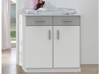 Komoda s prebaľovacím pultom Joker, biela/sivý betón