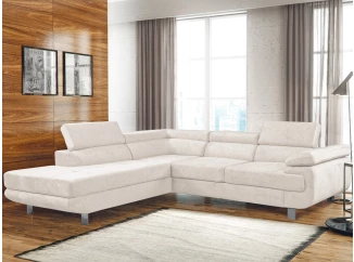 Rohová sedacia súprava Lotos, krémová látka, ľavý roh