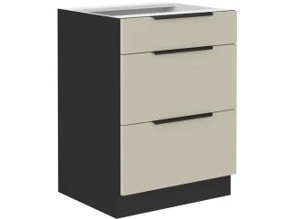 Dolná zásuvková kuchynská skrinka Arona, 60 cm, kašmírová/čierna