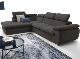 Rohová sedacia súprava Viera, tmavo šedá látka, ľavý roh
