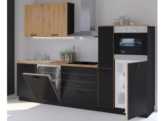 Kuchynská linka Blacky, čierna/dub artisan