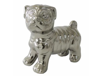 Dekorácia pes 12 cm, strieborná