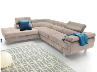 Rohová sedacia súprava Lotos, béžová látka, ľavý roh