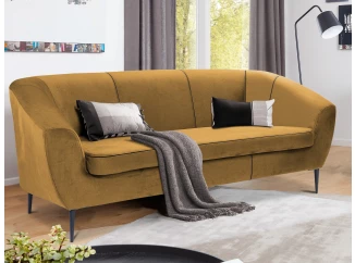 Trojmiestna pohovka Olivio, horčicovo žltá zamatová látka