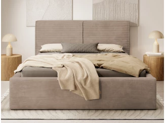 Posteľ Inez 180x200 cm, svetlo hnedá štrukturovaná látka