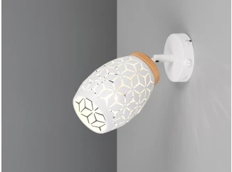 Nástenná lampa Bidar, bielykov/drevo