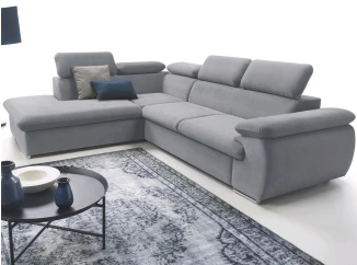Rohová sedacia súprava Viera, svetlo šedá látka, ľavý roh