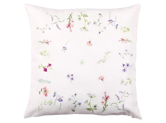 Dekoračný vankúš kvety 45x45 cm, biely