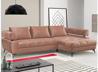 Rohová sedacia súprava Paris, lososová látka, pravý roh
