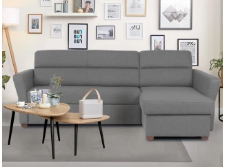 Rohová sedacia súprava Livia, dymovo šedá látka, pravý roh