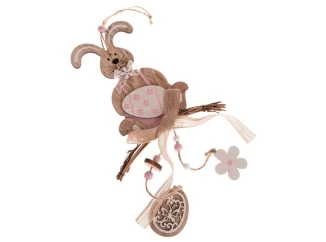 Závesná veľkonočná dekorácia Zajačik s vajíčkami, ružová