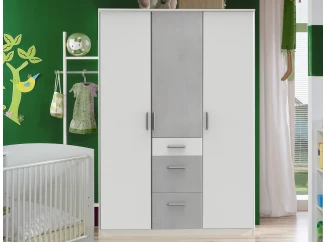 Šatníková skriňa Joker, 135 cm, biela/sivý betón