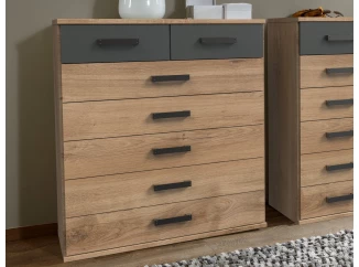 Komoda so zásuvkami Cork, 91 cm, doskový dub/grafit