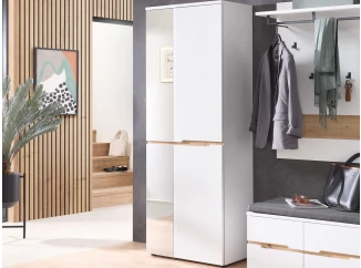 Predsieňová šatníková skriňa so zrkadlom emphis, 65 cm, biela/dub artisan