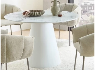 Okrúhly jedálenský stôl Brandon 120 cm, imitácia biely mramor