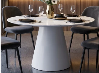 Okrúhly jedálenský stôl Brandon 120 cm, imitácia biely mramor