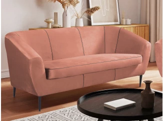 Trojmiestna pohovka Olivio, lososová zamatová tkanina