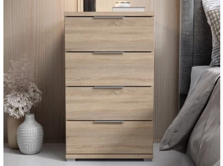 Nočný stolík/skrinka so 4 zásuvkami Smilla, výška 79 cm, dub sonoma