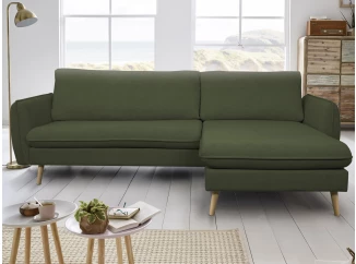 Rohová sedačka Salma, tmavo zelená látka, univerzálna pravá/ľavá