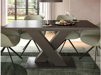 Rozkladací jedálenský stôl Moteon 150x90 cm, šedý/sivý, podnož X