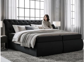 Posteľ boxspring Agnes 180x200 cm,lesklo čierna látka