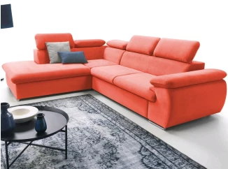 Rohová sedacia súprava Viera, oranžová látka, ľavý roh