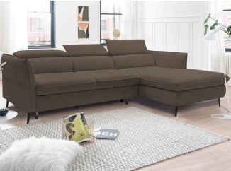Rohová sedacia súprava Mango,  hnedá látka, pravý roh