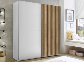 Šatníková skriňa Berno, 170 cm, biela/dub