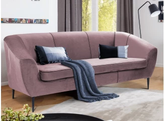 Trojmiestna pohovka Olivio, svetle ružová zamatová látka